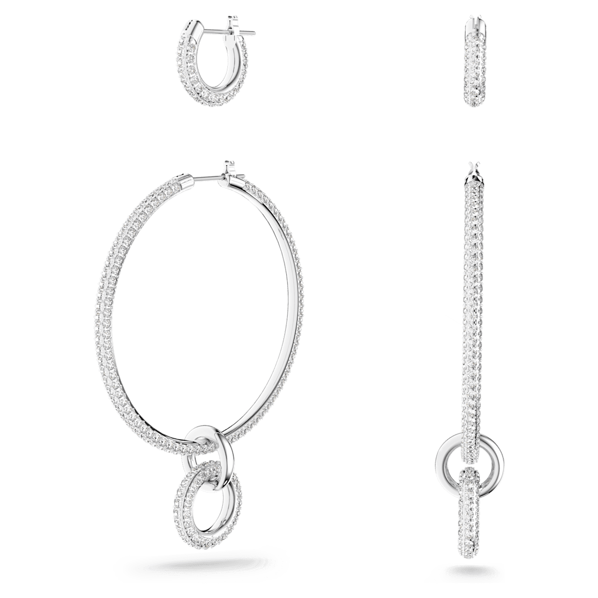 

Swarovski Stone 大圈耳环, 白色, 镀铑