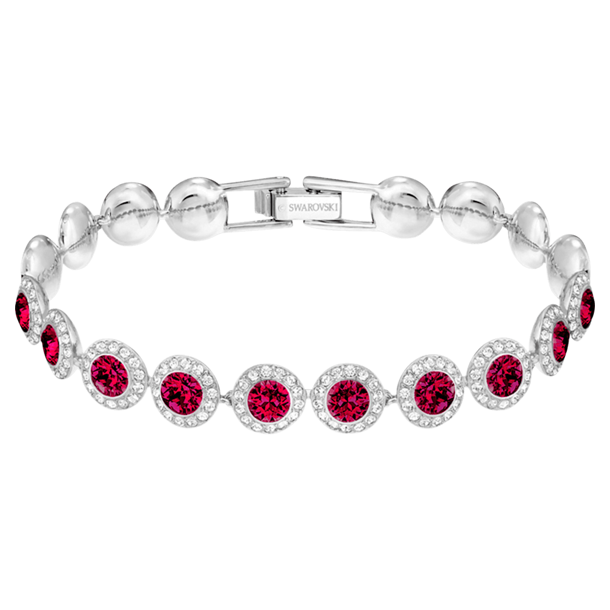 

Swarovski Angelic 手链, 圆形切割, 红色, 镀铑