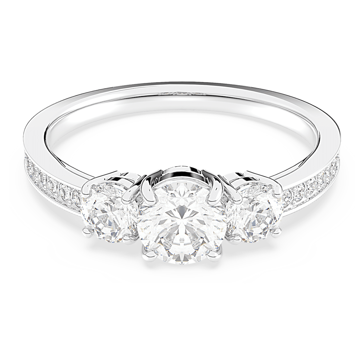 

Swarovski Attract Trilogy ring, Round cut, White, Rhodium plated