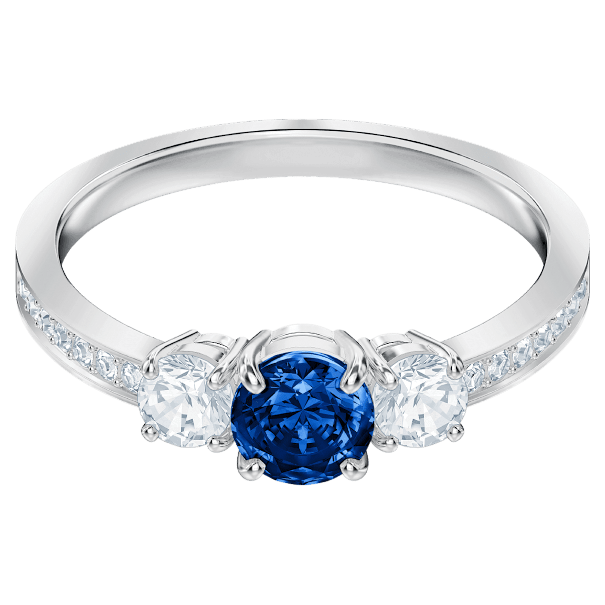 

Swarovski Attract Trilogy ring, Round, Blue, Rhodium plated