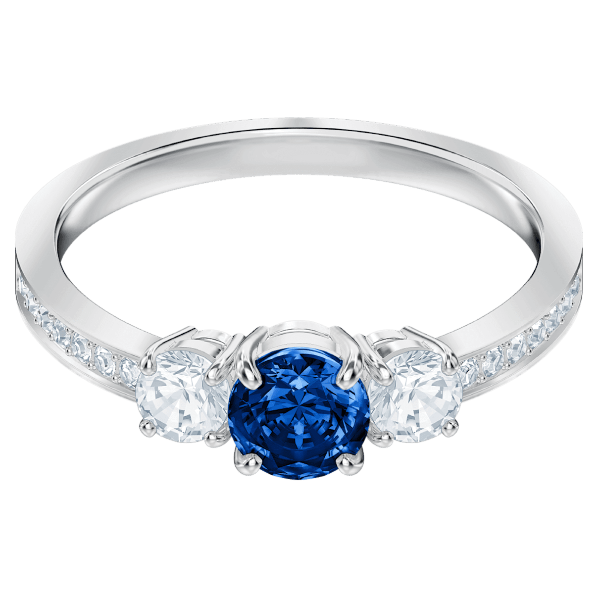 

Swarovski Attract Trilogy ring, Round, Blue, Rhodium plated