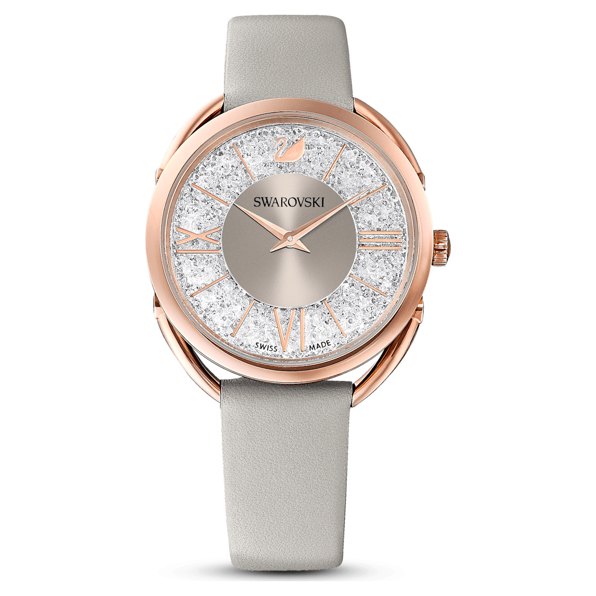 

Swarovski Crystalline Glam 腕表, 瑞士制造, 真皮表带, 灰色, 玫瑰金色调润饰