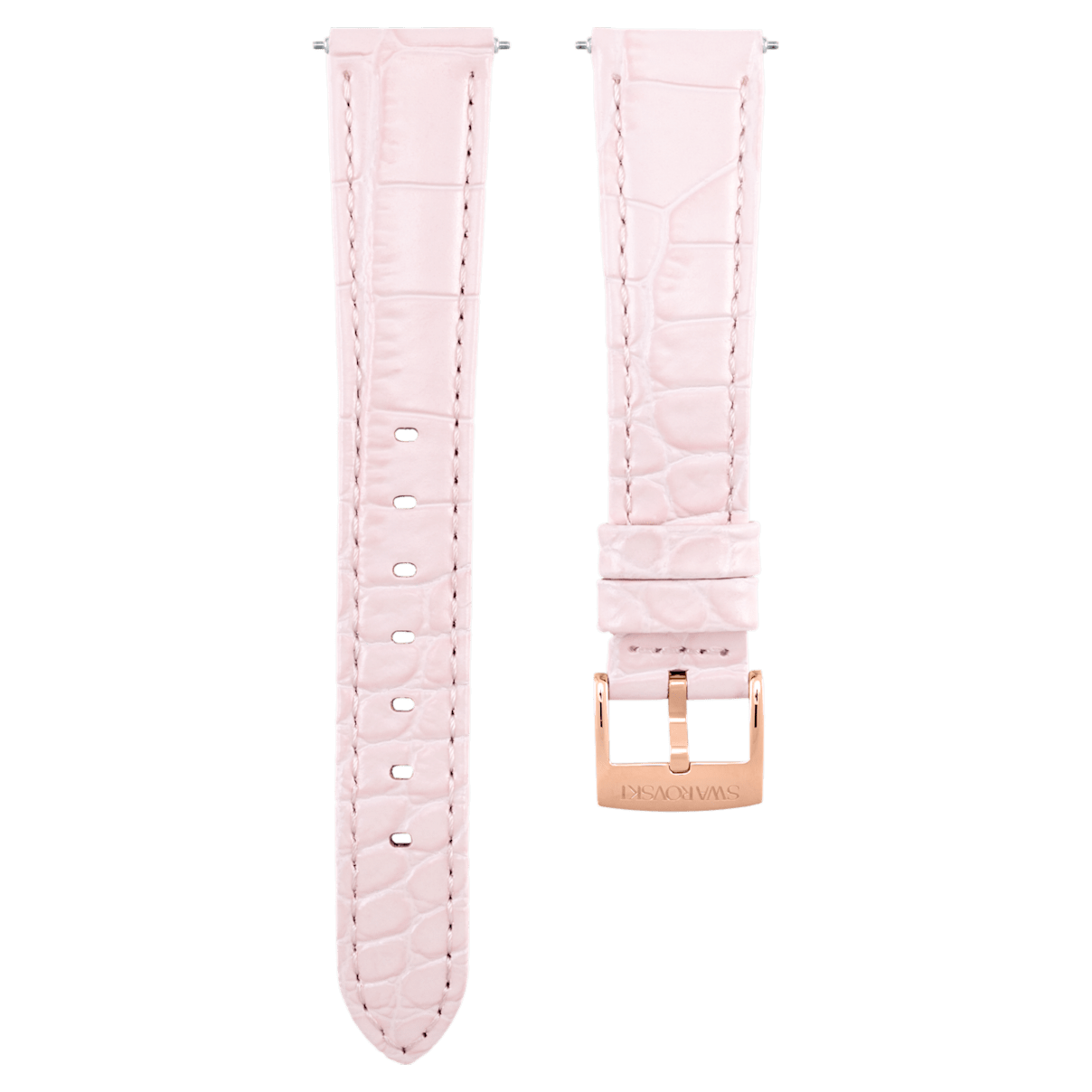 

Swarovski 17mm ウォッチストラップ, ステッチ入りレザー, ピンク, ローズゴールドトーン・プレーティング
