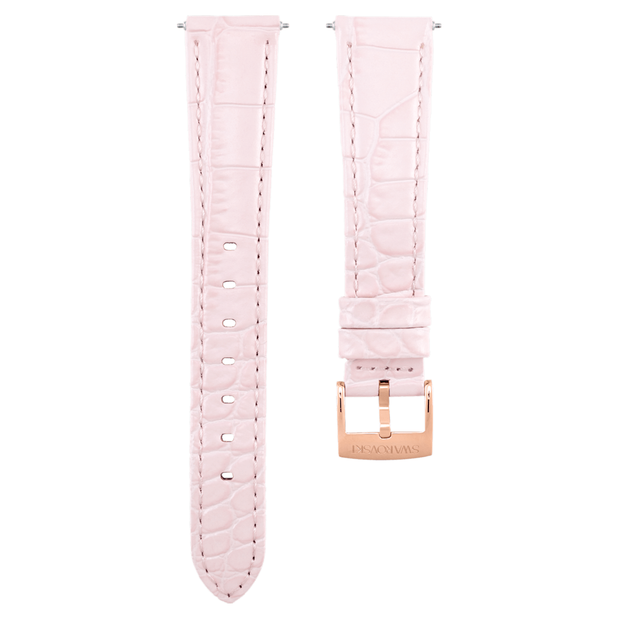 

Swarovski 17mm watch strap, Leather with stitching, Pink, Rose gold-tone plated