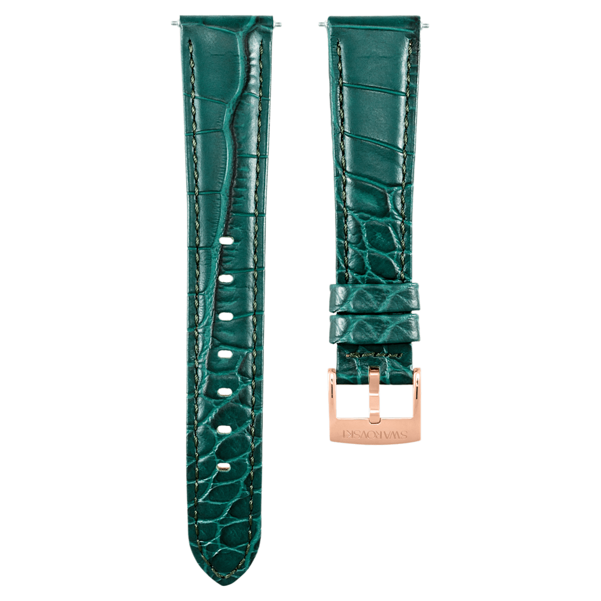 

Swarovski 17mm watch strap, Leather with stitching, Rose gold-tone plated