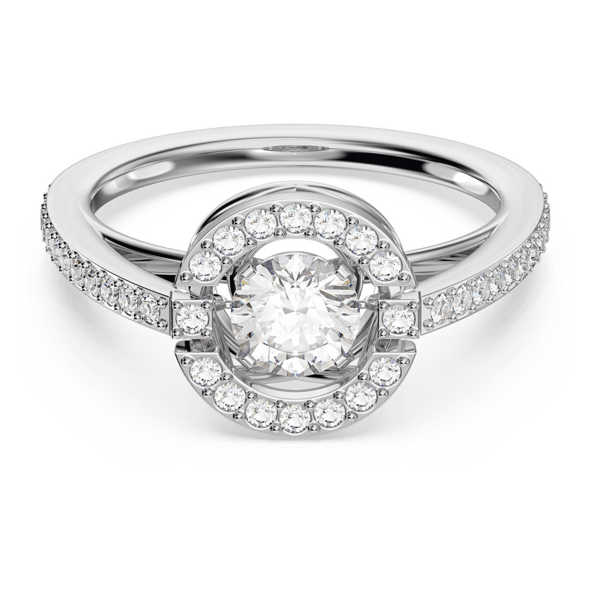 

Swarovski Sparkling Dance ring, Round cut, White, Rhodium plated