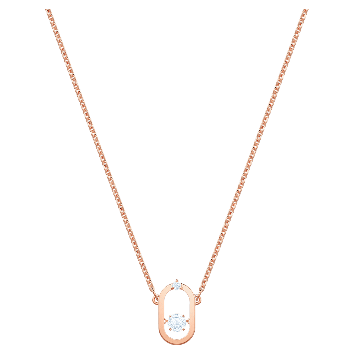 

Swarovski Sparkling Dance 项链, 圆形切割，椭圆形, 白色, 镀玫瑰金色调