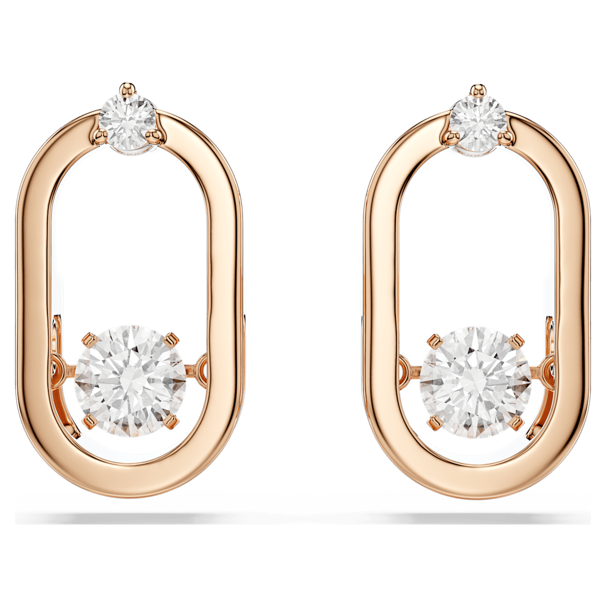 

Swarovski Sparkling Dance 耳钉, 圆形切割，椭圆形, 白色, 镀玫瑰金色调