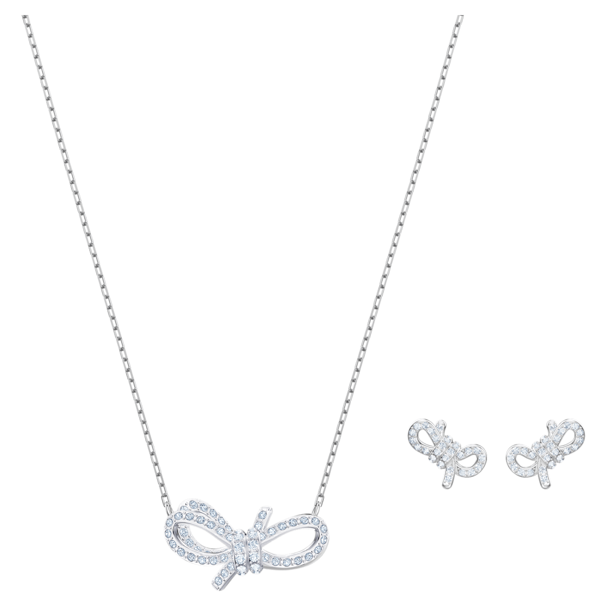 

Swarovski Lifelong set, Bow, White, Rhodium plated