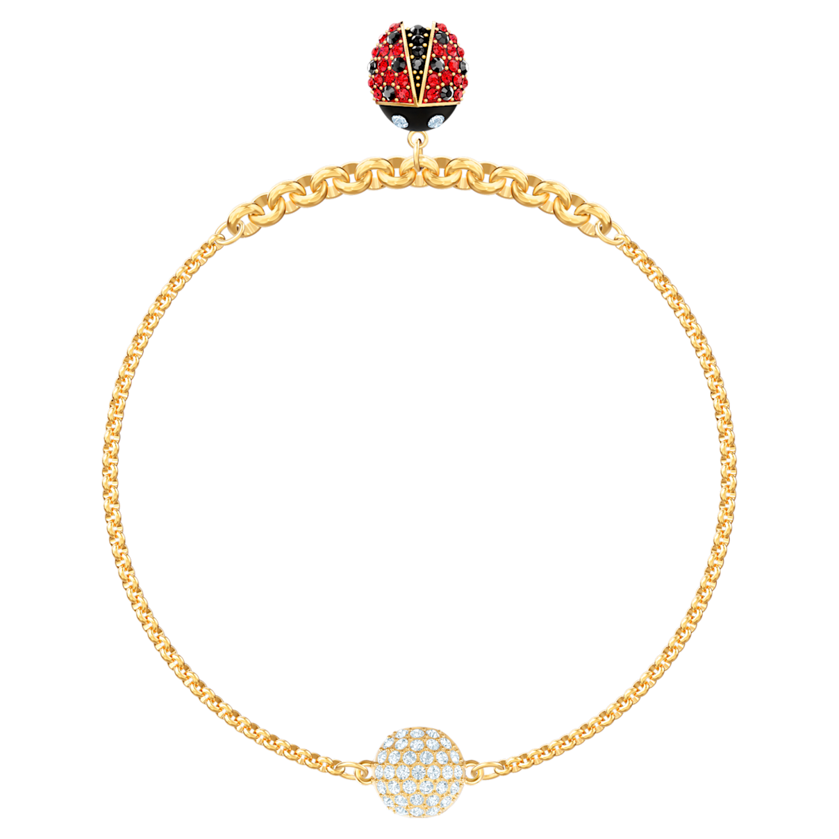 

Swarovski Remix Collection strand, Magnetic closure, Ladybird, Red, Gold-tone plated