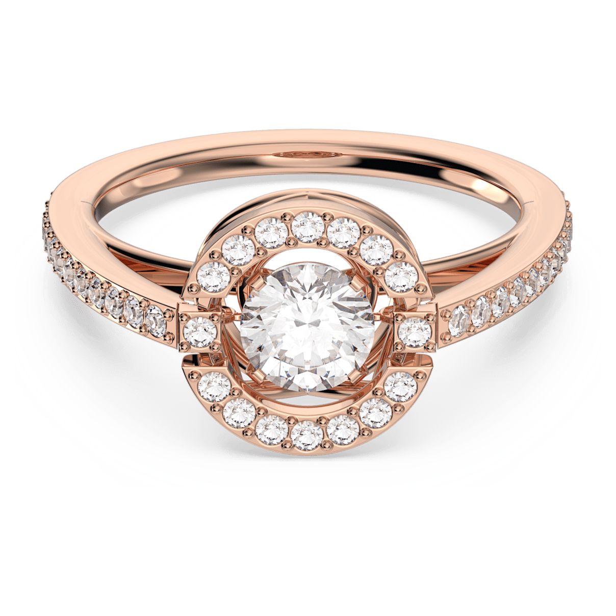 

Swarovski Sparkling Dance 戒指, 圆形切割, 白色, 镀玫瑰金色调