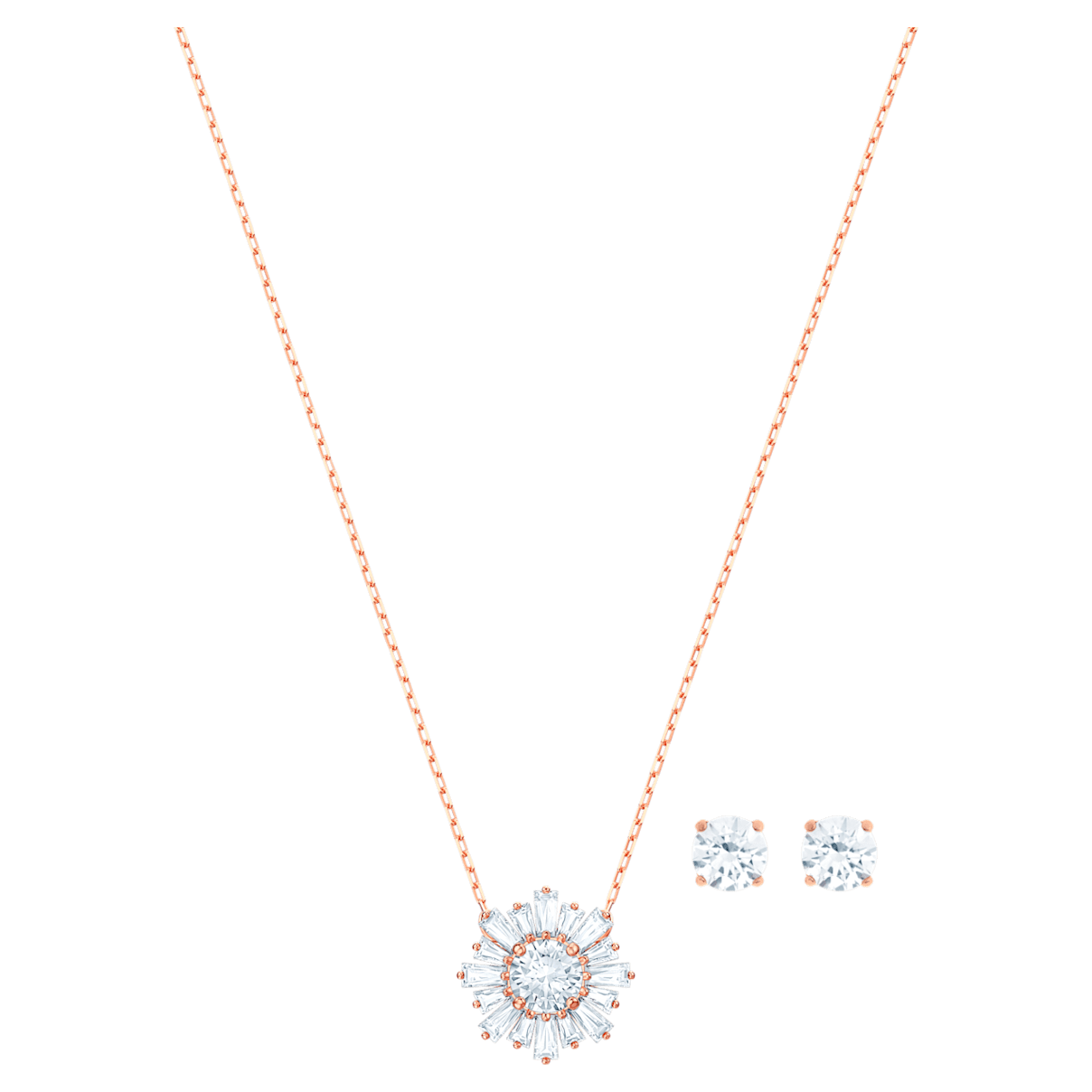 

Swarovski Sunshine 套装, 白色, 镀玫瑰金色调