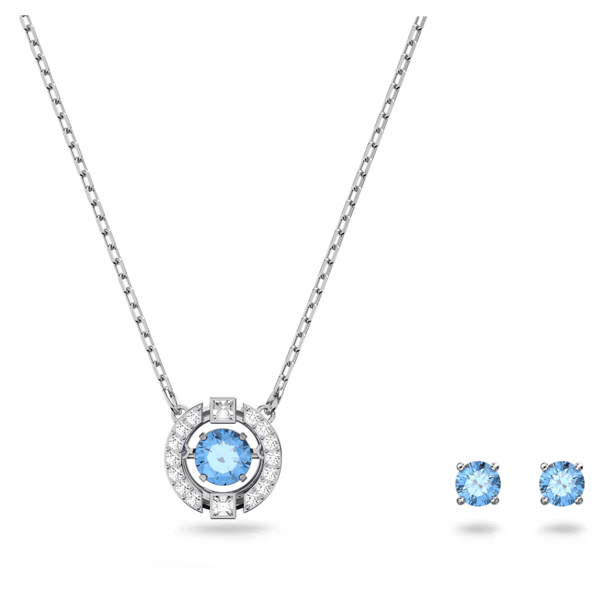 

Swarovski Sparkling Dance 套装, 圆形切割, 蓝色, 镀铑