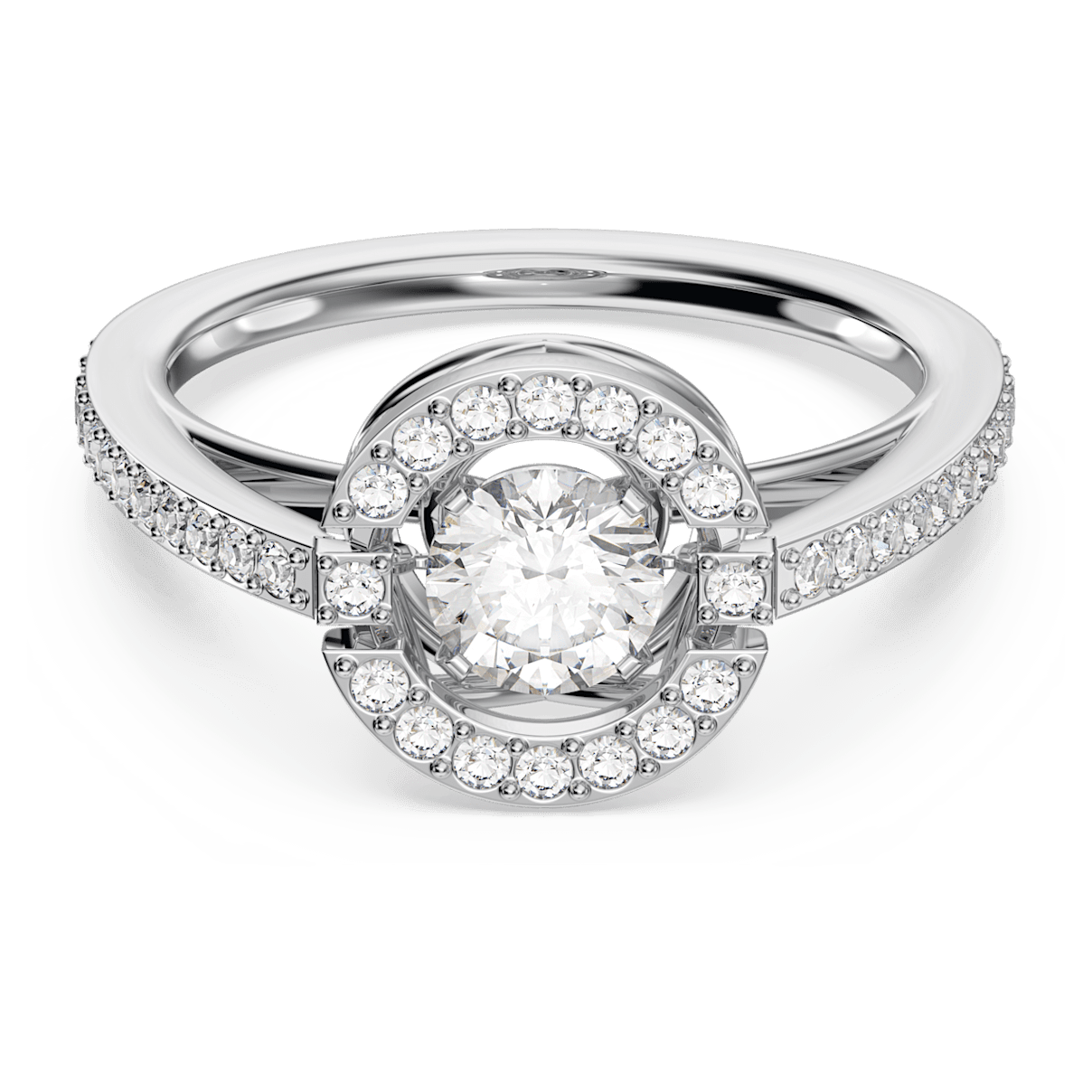 

Swarovski Sparkling Dance 戒指, 圆形切割, 白色, 镀铑