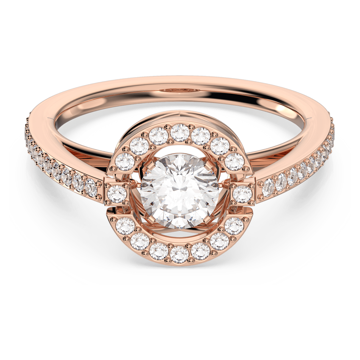 

Swarovski Sparkling Dance ring, Round cut, White, Rose gold-tone plated