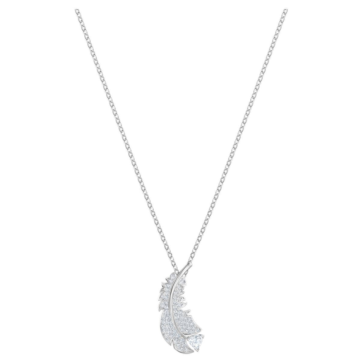 

Swarovski Nice necklace, Feather, White, Rhodium plated