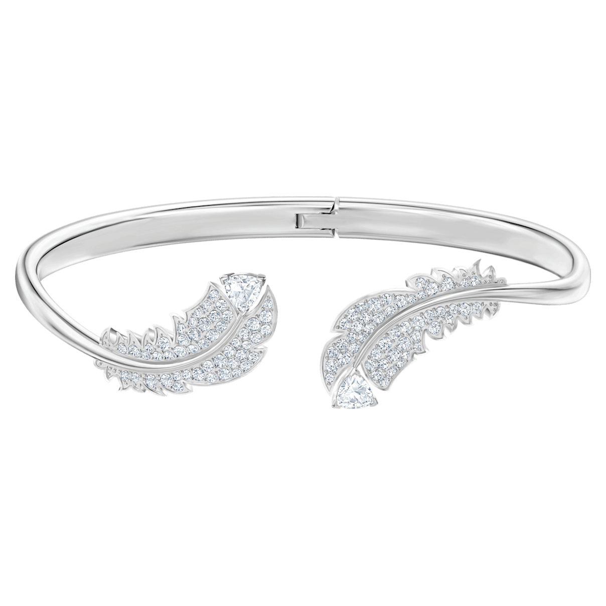 

Swarovski Nice 手镯, 羽毛, 白色, 镀铑