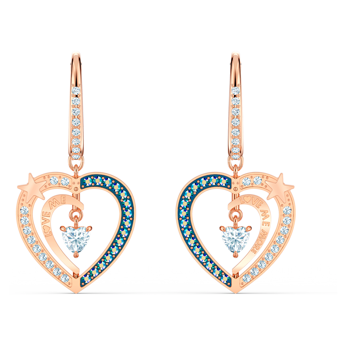 

Swarovski Starry Night 水滴形耳环, 心形, 蓝色, 镀玫瑰金色调