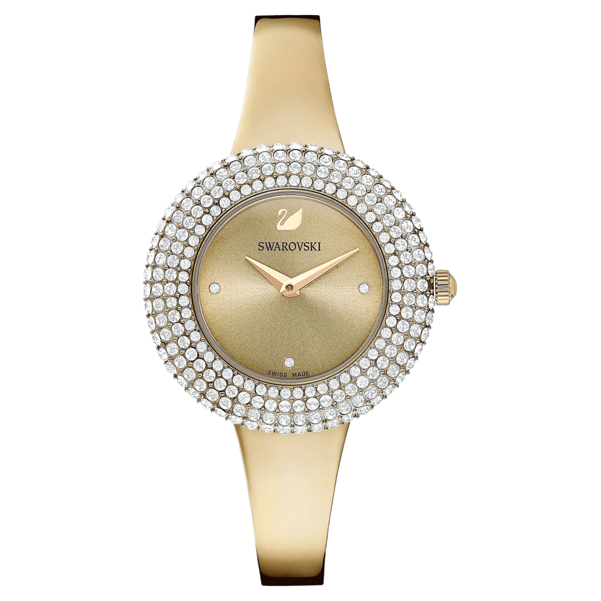 

Swarovski Crystal Rose watch, Metal bracelet, Gold tone, Champagne gold-tone finish