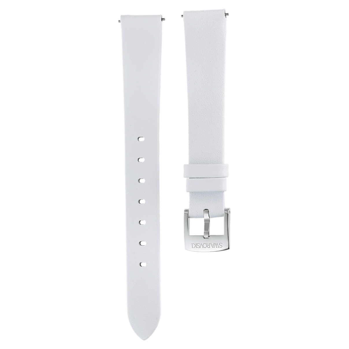 Swarovski Bracelet de montre 14mm, Cuir, Blanc, Acier inoxydable