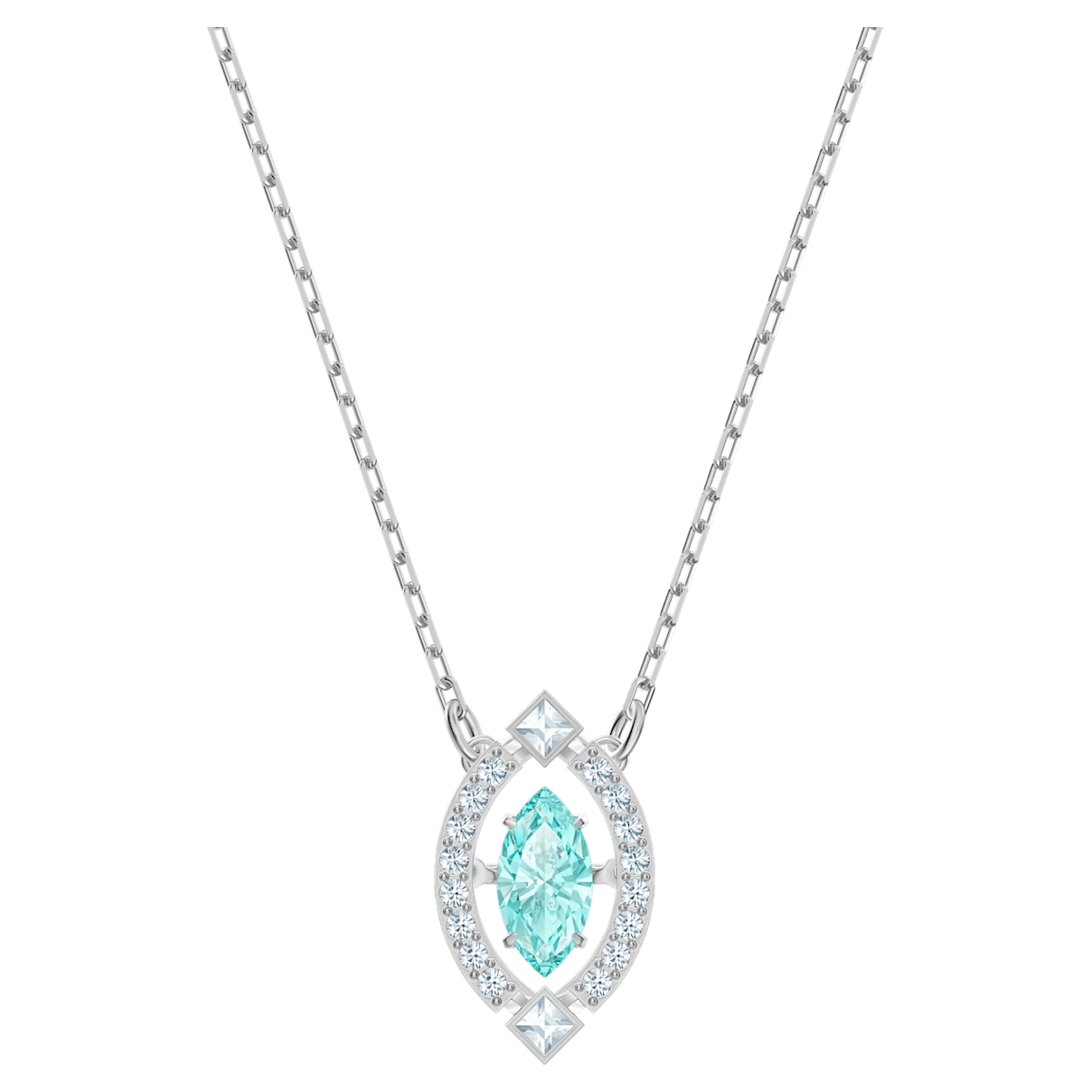 

Swarovski Sparkling Dance 项链, 绿色, 镀铑