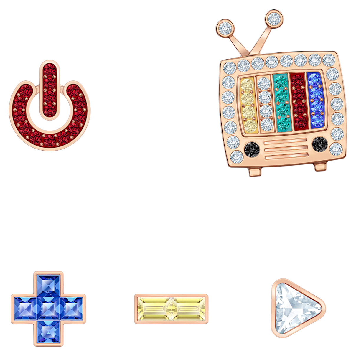 

Swarovski Play 耳钉, 套装 (5), 非对称设计, 流光溢彩, 镀玫瑰金色调