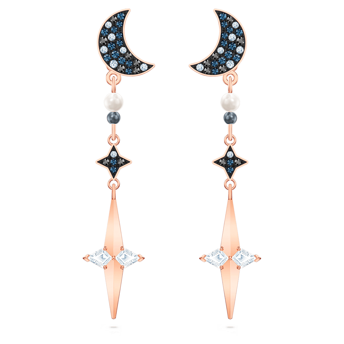 

Swarovski Symbolic イヤージャケット, グラデュエーテッドクリスタル, 月亮和星星, マルチカラー, ローズゴールドトーン・プレーティング