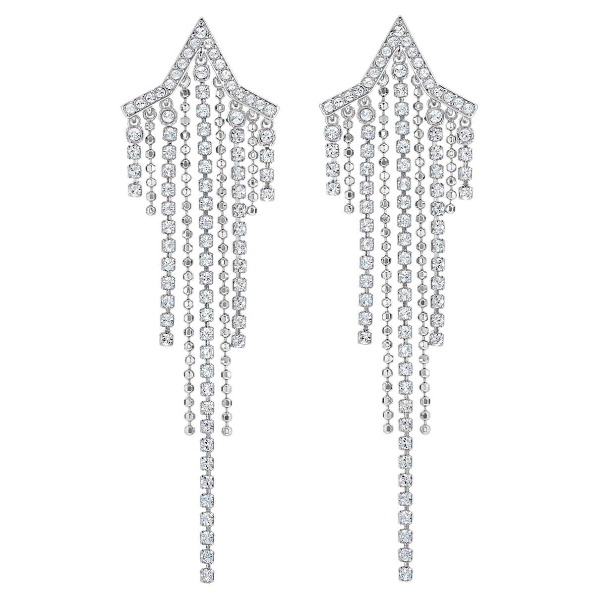 

Swarovski Kolczyki sztyftowe frędzle Fit Star, białe, powlekane rodem