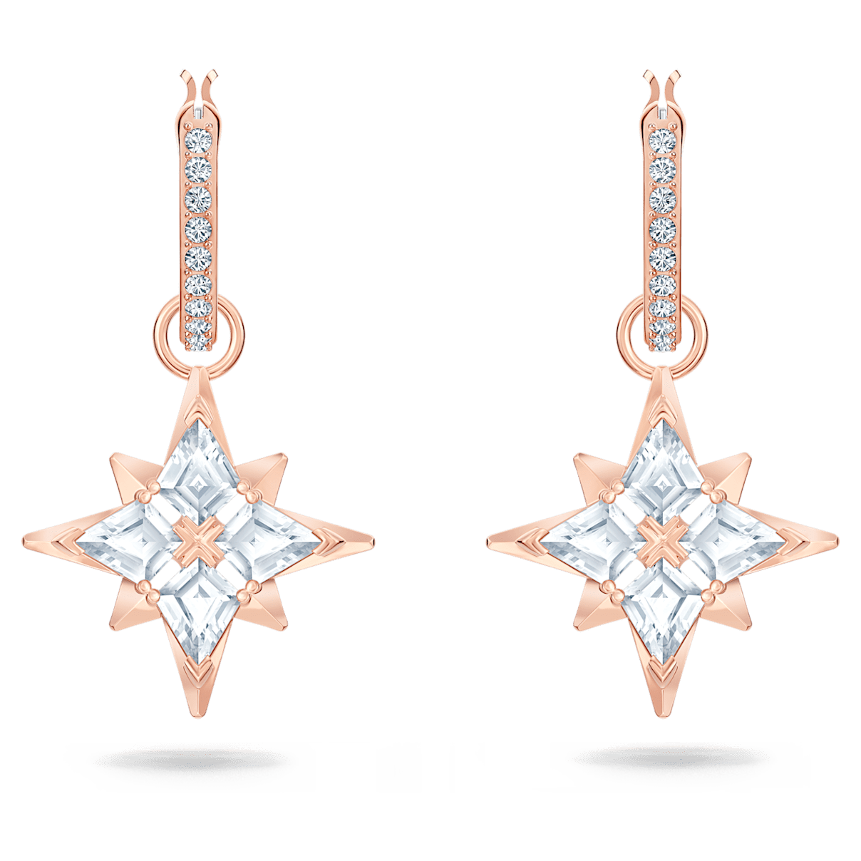 

Swarovski Symbolic 水滴形耳环, 星星, 白色, 镀玫瑰金色调