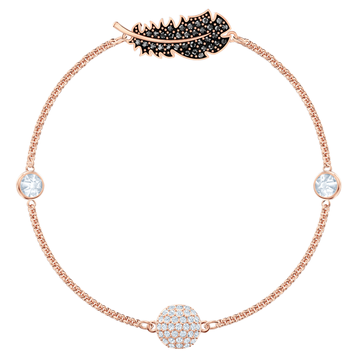 

Swarovski Remix Collection Strand, マグネットクロージャー, フェザー, ブラック, ローズゴールドトーン・プレーティング