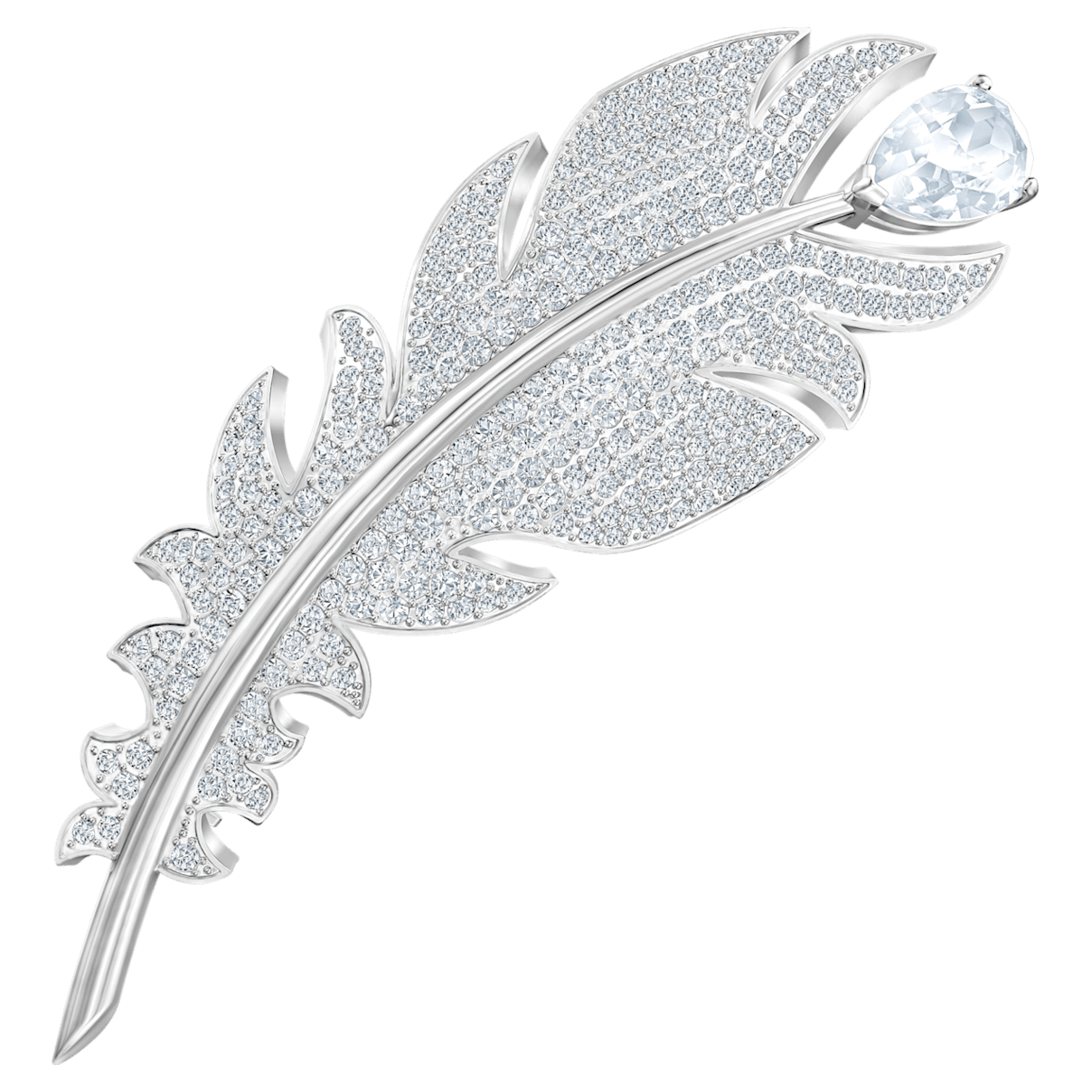 

Swarovski Nice brooch, Feather, White, Rhodium plated