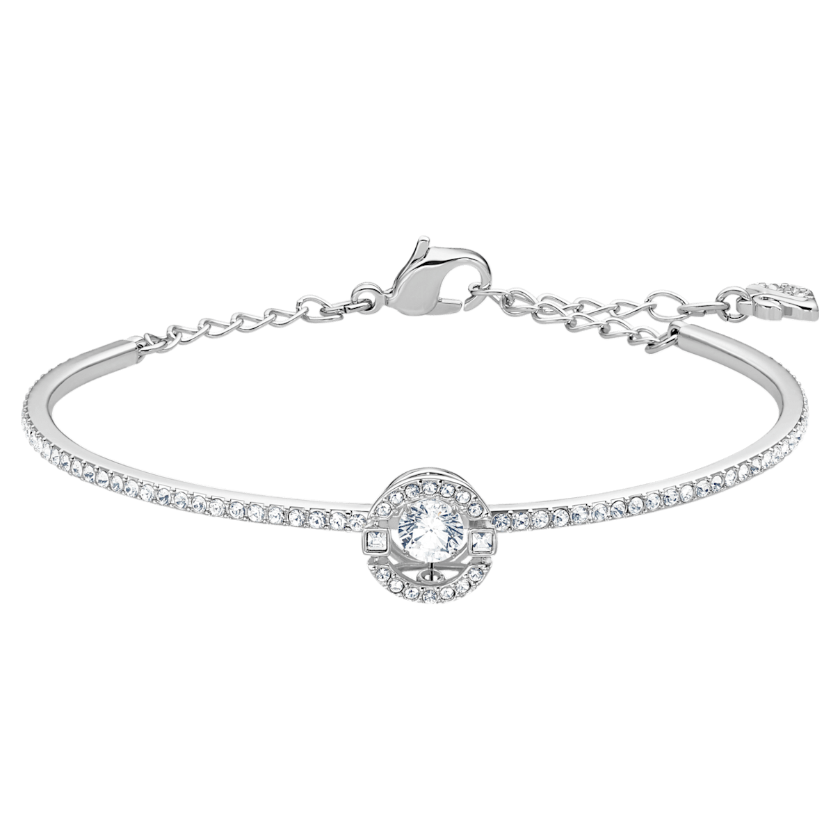 

Swarovski Sparkling Dance bangle, White, Rhodium plated