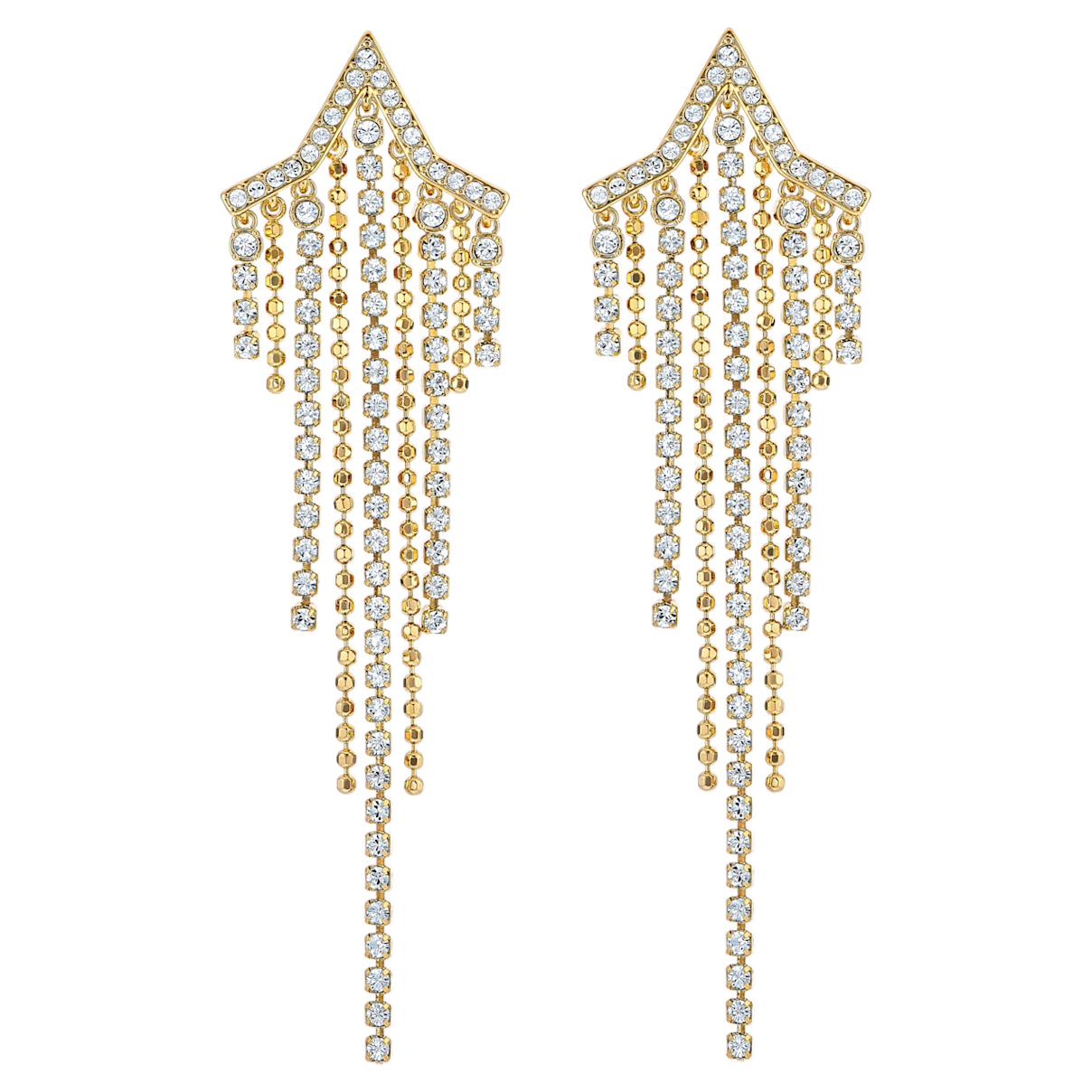 

Swarovski Fit Star Tassell drop earrings, White, Gold-tone plated