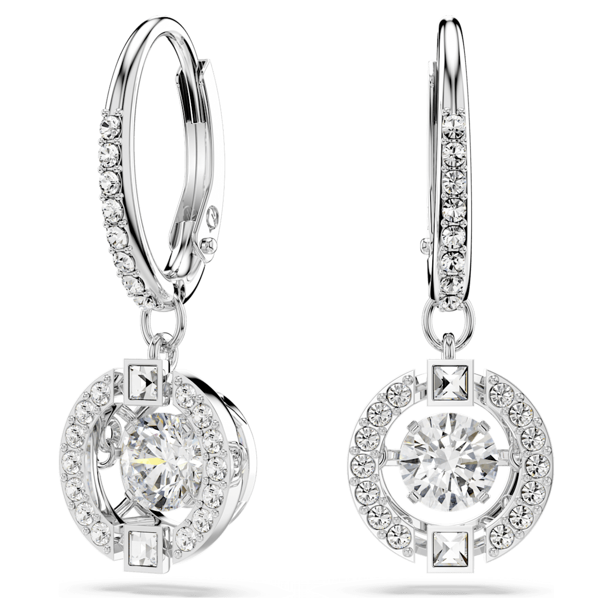 

Swarovski Sparkling Dance 水滴形耳环, 圆形切割, 白色, 镀铑