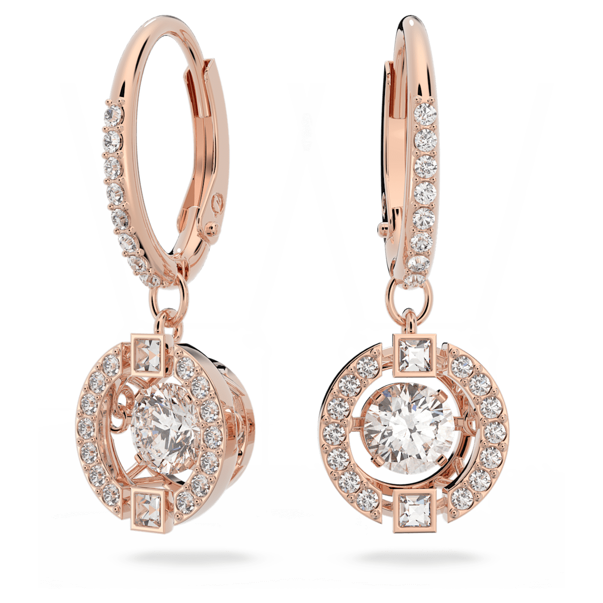 

Swarovski Sparkling Dance 水滴形耳环, 圆形切割, 白色, 镀玫瑰金色调