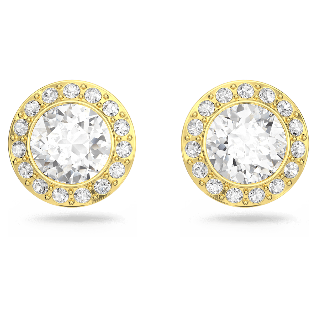 

Swarovski Angelic 耳钉, 圆形切割, 白色, 镀金色调