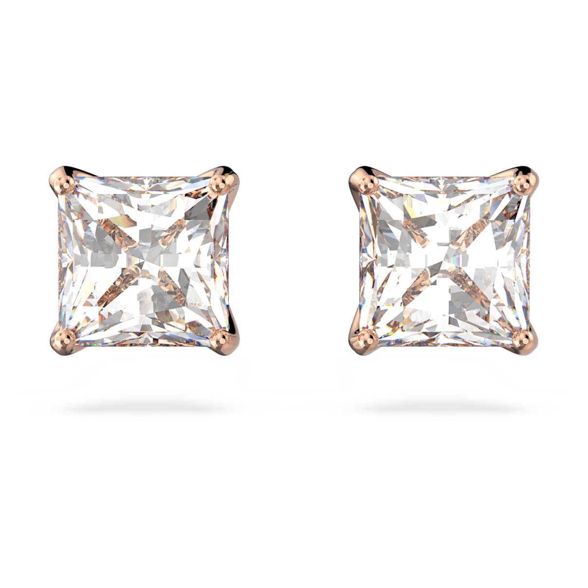 

Swarovski Attract 耳钉, 方形切割, 小码, 白色, 镀玫瑰金色调