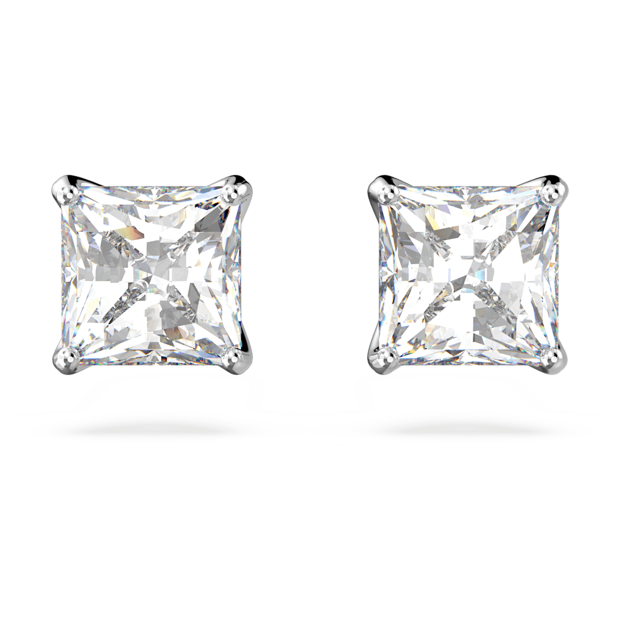 

Swarovski Attract 耳钉, 方形切割, 白色, 镀铑