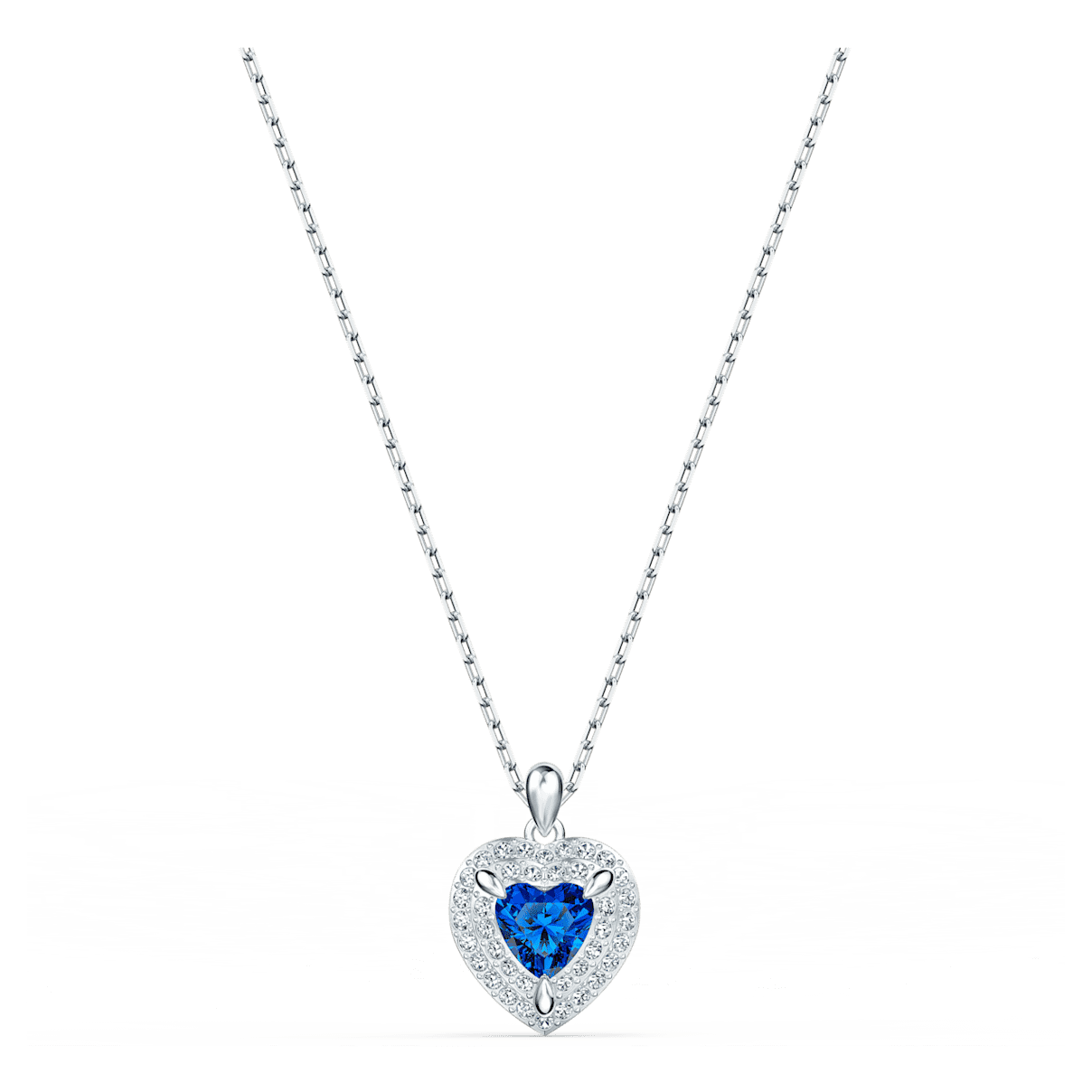 

Swarovski One pendant, Heart, Blue, Rhodium plated