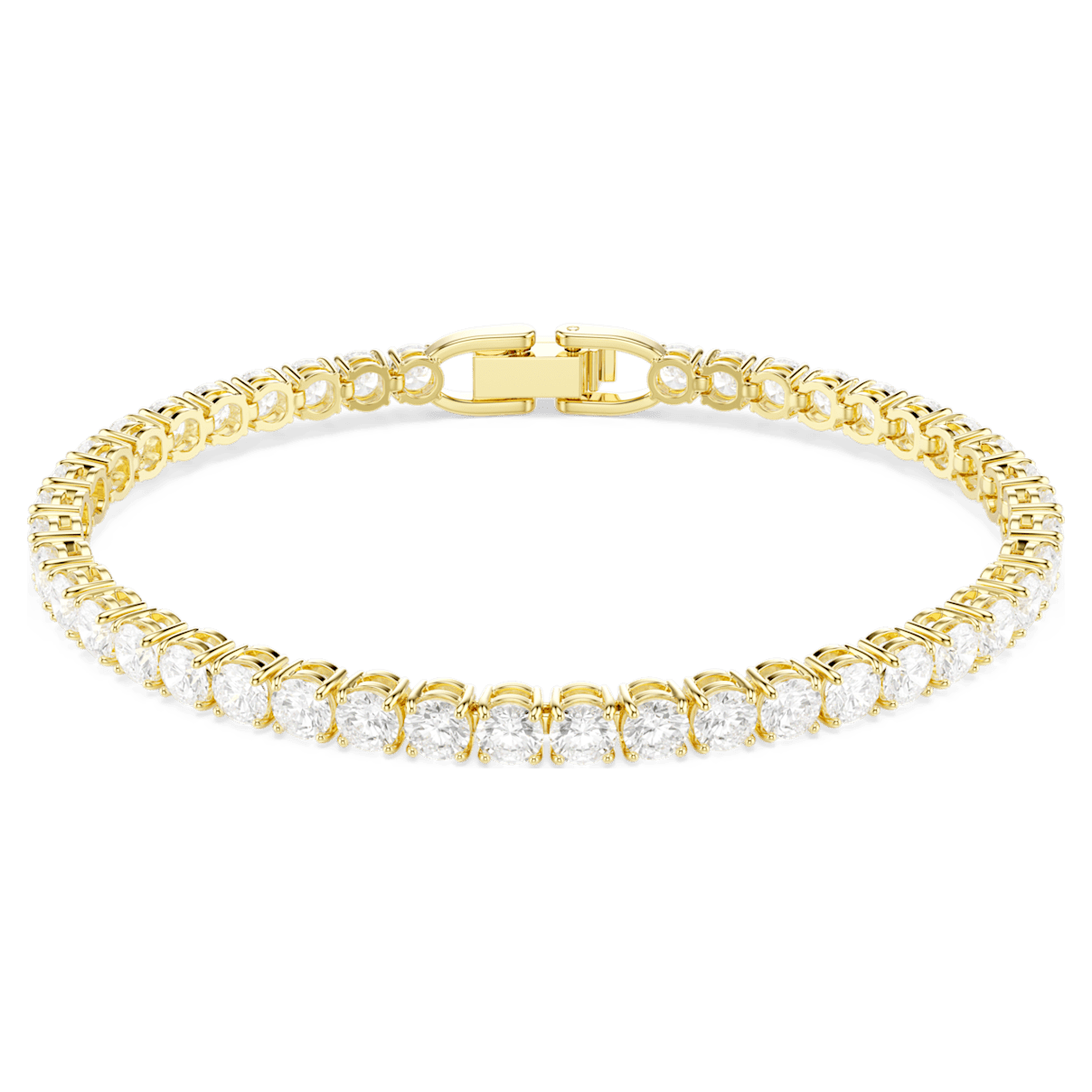 

Swarovski Tennis Deluxe 手链, 圆形切割, 白色, 镀金色调