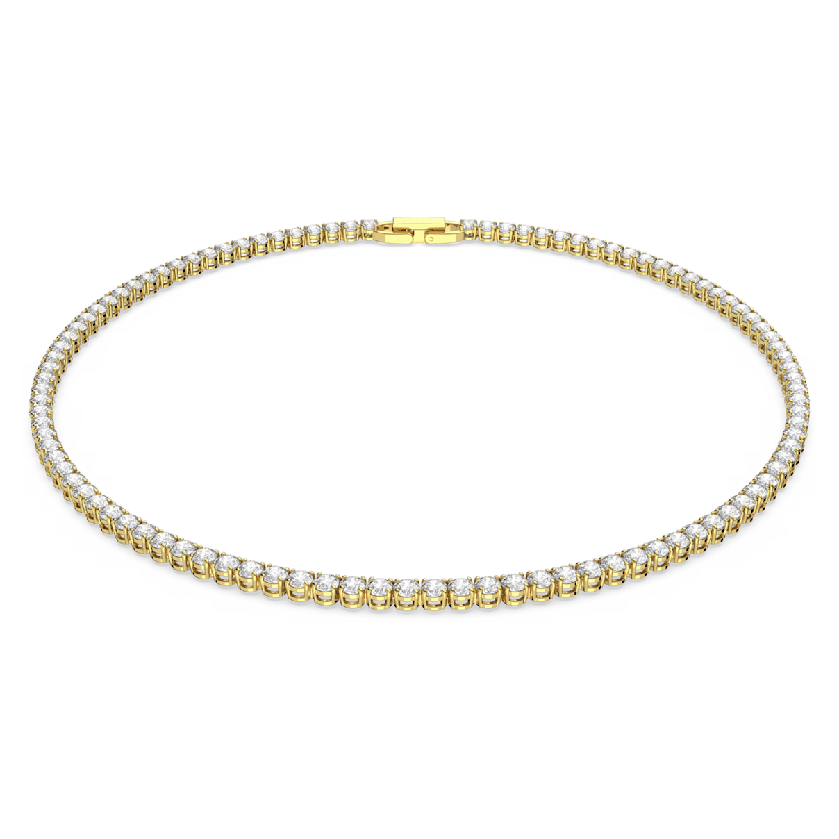 

Swarovski Tennis Deluxe 项链, 圆形切割, 白色, 镀金色调