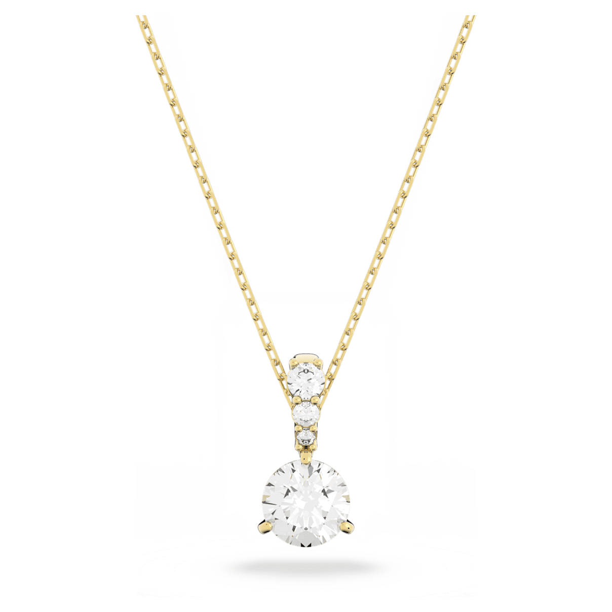 

Swarovski Solitaire 펜던트, 라운드 컷, 화이트, 골드 톤 플래팅