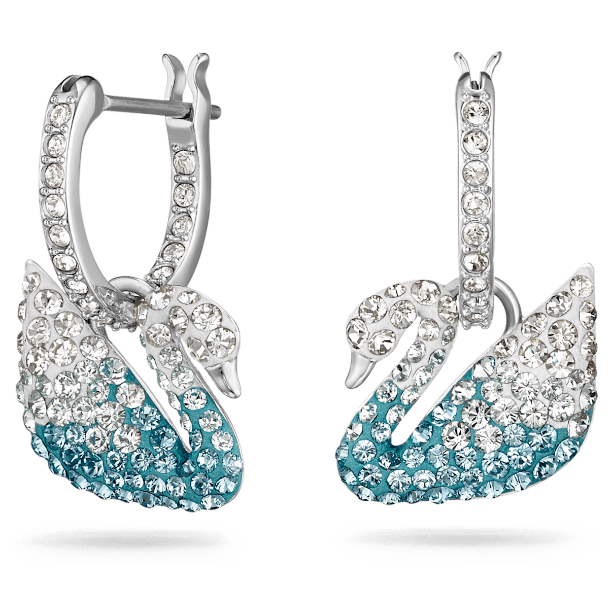 

Swarovski Iconic Swan 水滴形耳环, 天鹅, 蓝色, 镀铑
