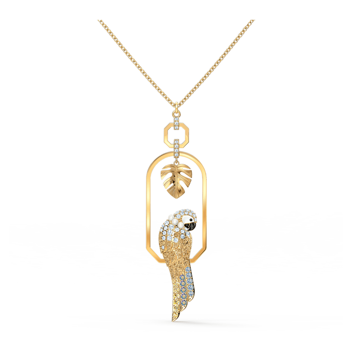 

Swarovski Tropical 项链, 鹦鹉, 流光溢彩, 镀金色调