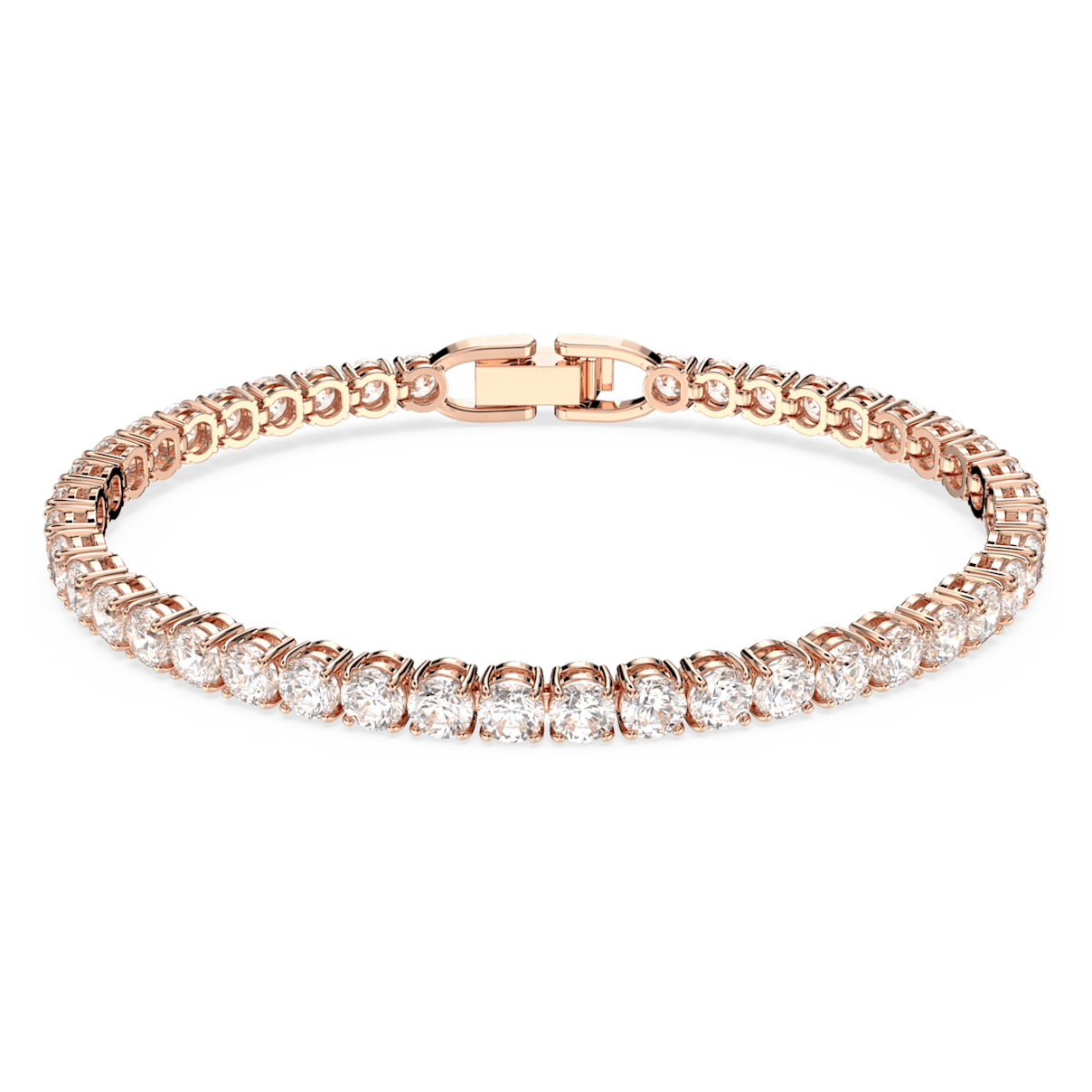 

Swarovski Tennis Deluxe 手链, 圆形切割, 白色, 镀玫瑰金色调