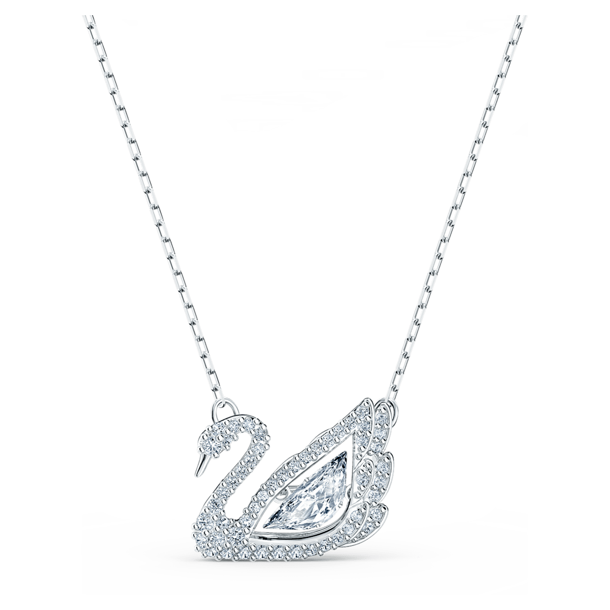 

Swarovski Dancing Swan 项链, 天鹅, 白色, 镀铑