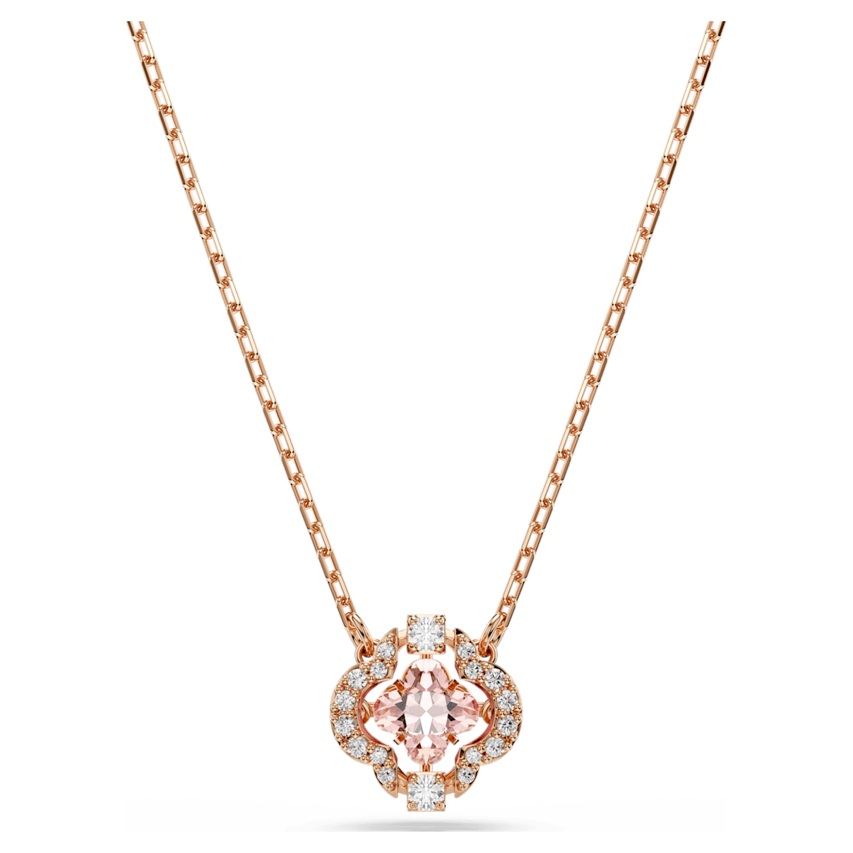 

Swarovski Sparkling Dance 项链, 幸运草, 粉红色, 镀玫瑰金色调