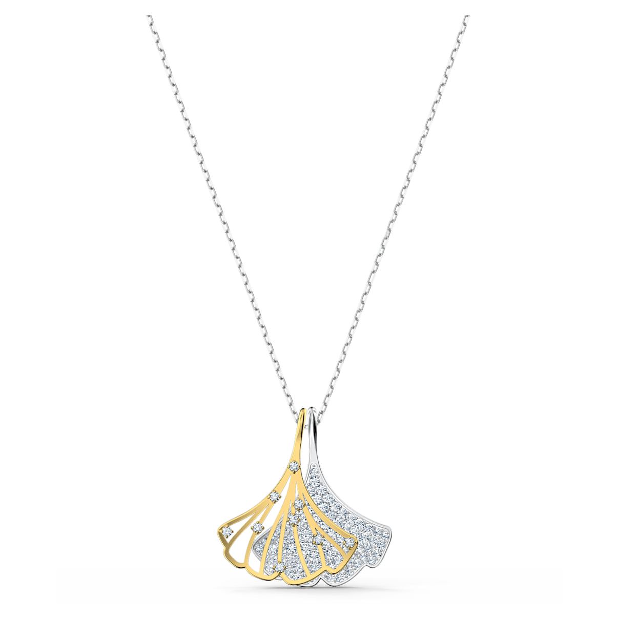 

Swarovski Stunning pendant, Gingko, White, Mixed metal finish
