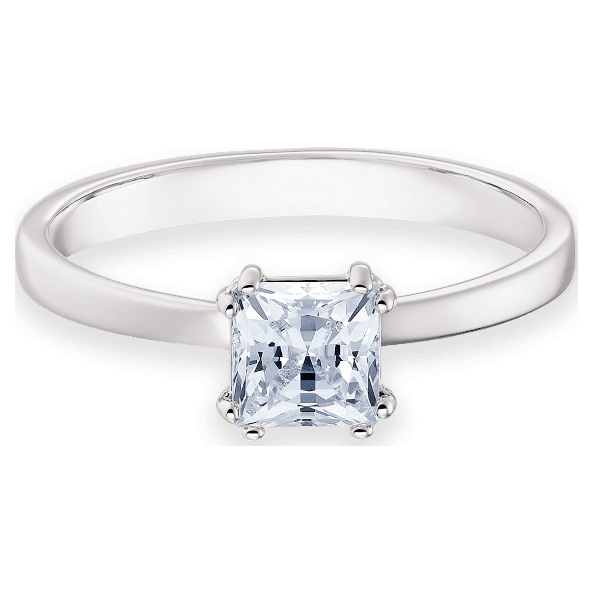 

Swarovski Pierścionek Attract, Szlif kwadratowy, Biały, Powłoka z rodu