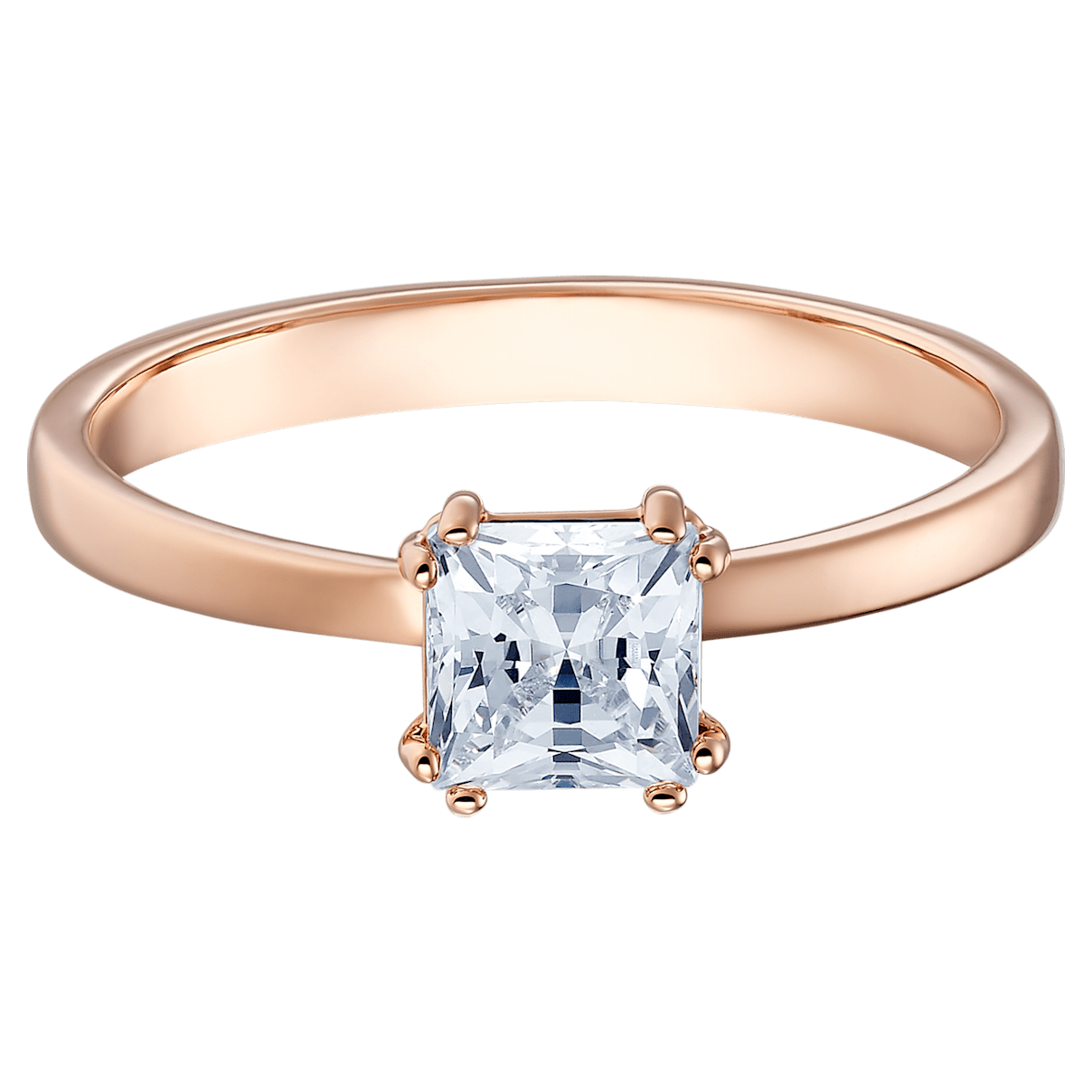 

Swarovski Attract ring, Square cut, White, Rose gold-tone plated